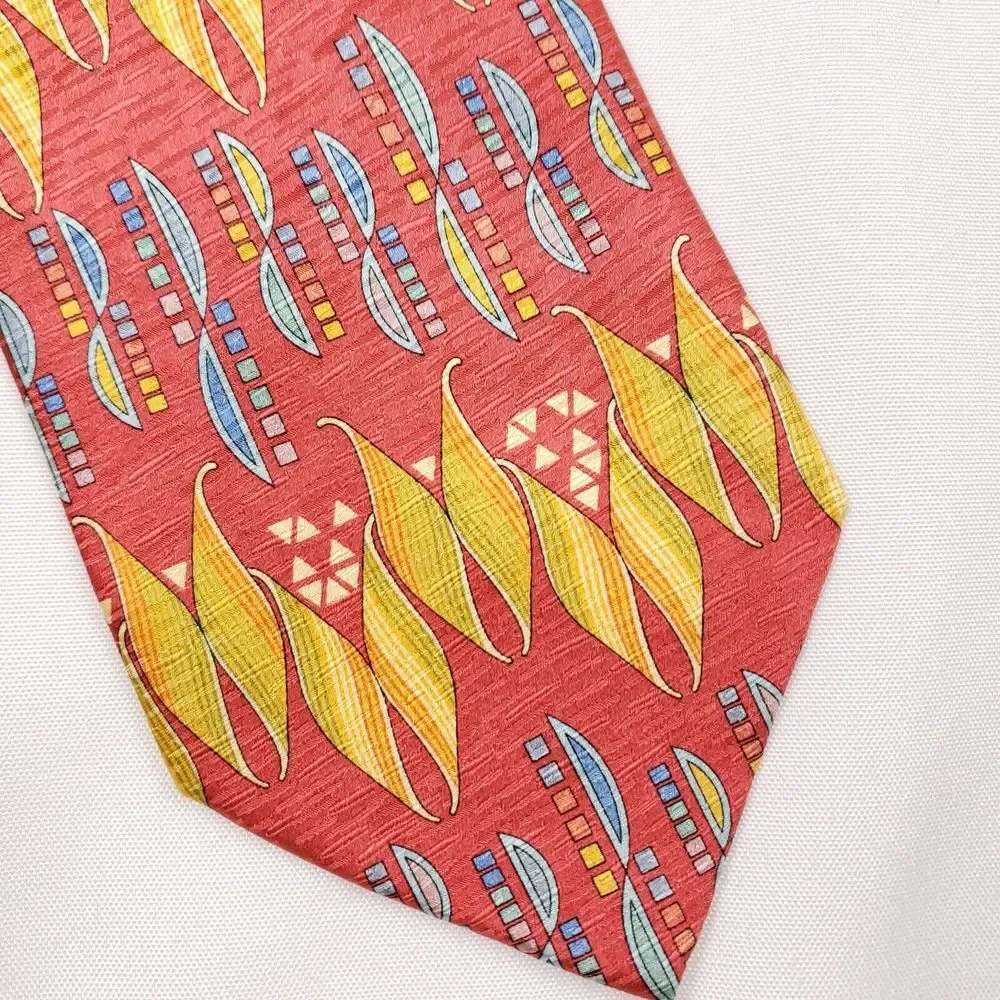 Daniel De Fasson‎ Designer Tie - Abstract Geometric Print Bold Colors Silk Men